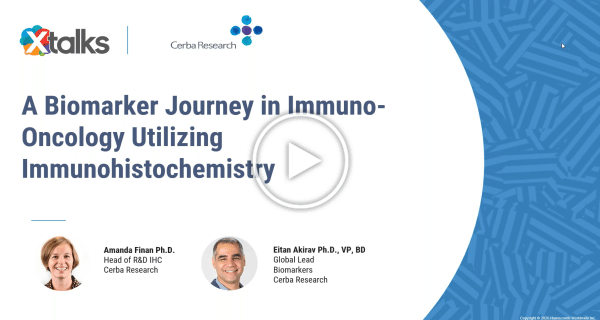 Cerba Research - Webinar - A Biomarker Journey in Immuno-Oncology Utilizing Immunohistochemistry -Thumbnail and Playbutton