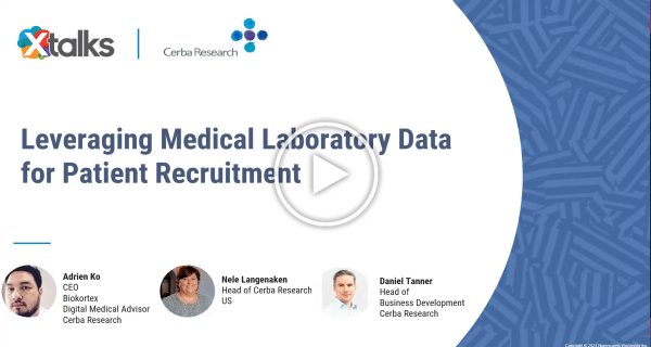 Cerba Research - Webinar - Leveraging Medical Laboratory Data for Patient Recruitment - Thumbnail play button