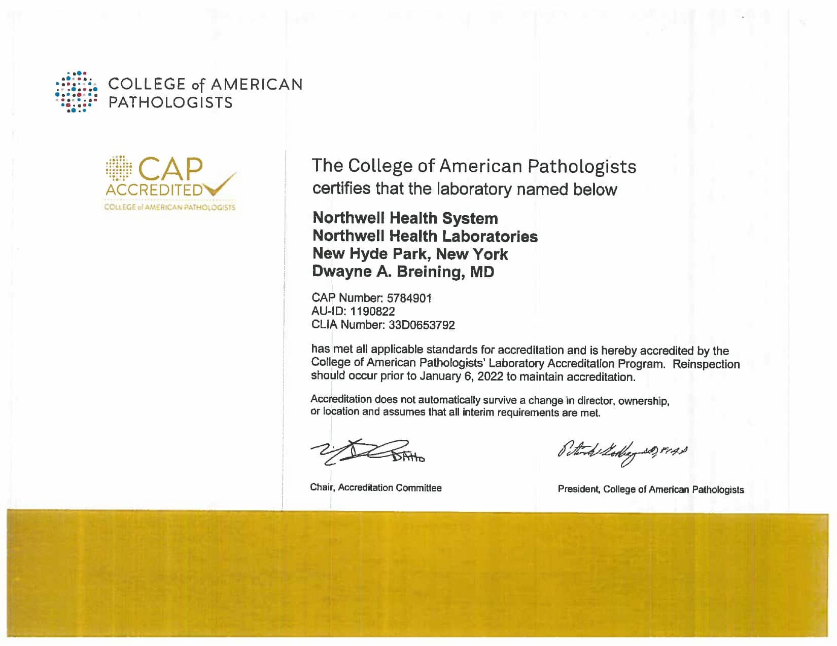 Cerba Research - Northwell Lab - CAP Accreditation_page-0001
