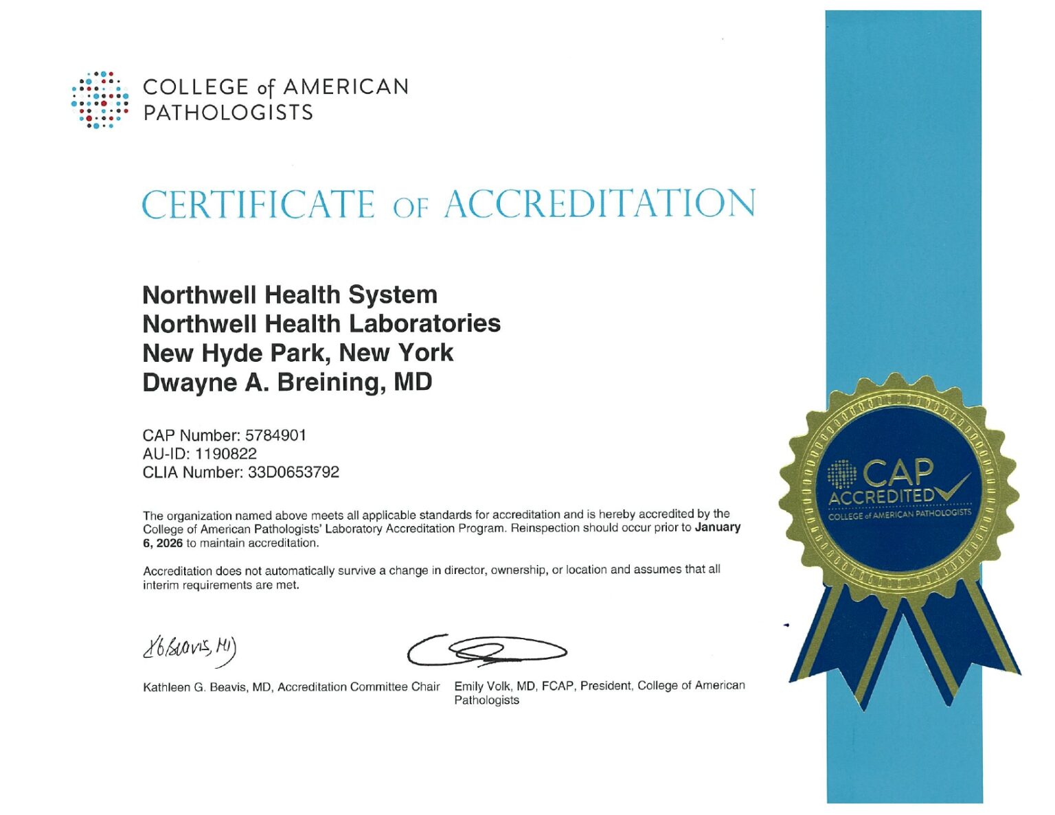 Certificate of Accreditation - USA - Cerba Research